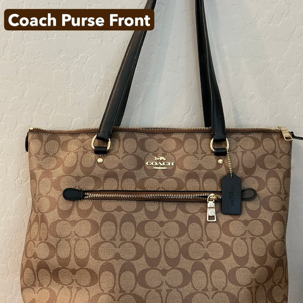 Coach Purse Large Signature Gallery Tote- (K1989-F79609) Brown/Beige